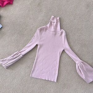 Pink cashmere turtle neck long sleeve